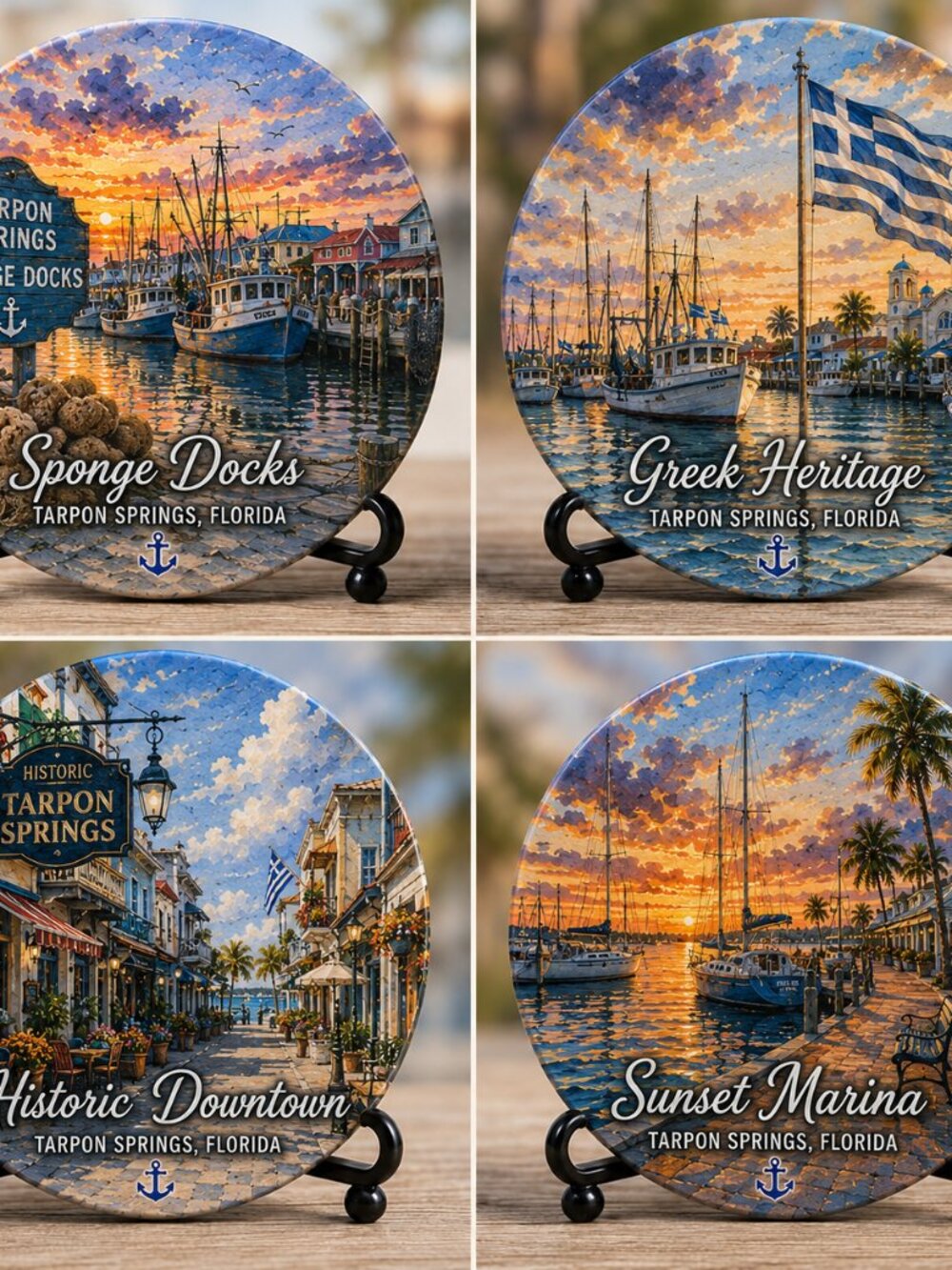 ⚓ New at Elevara Studio – Tarpon Springs Ceramic Coaster Set! ⚓